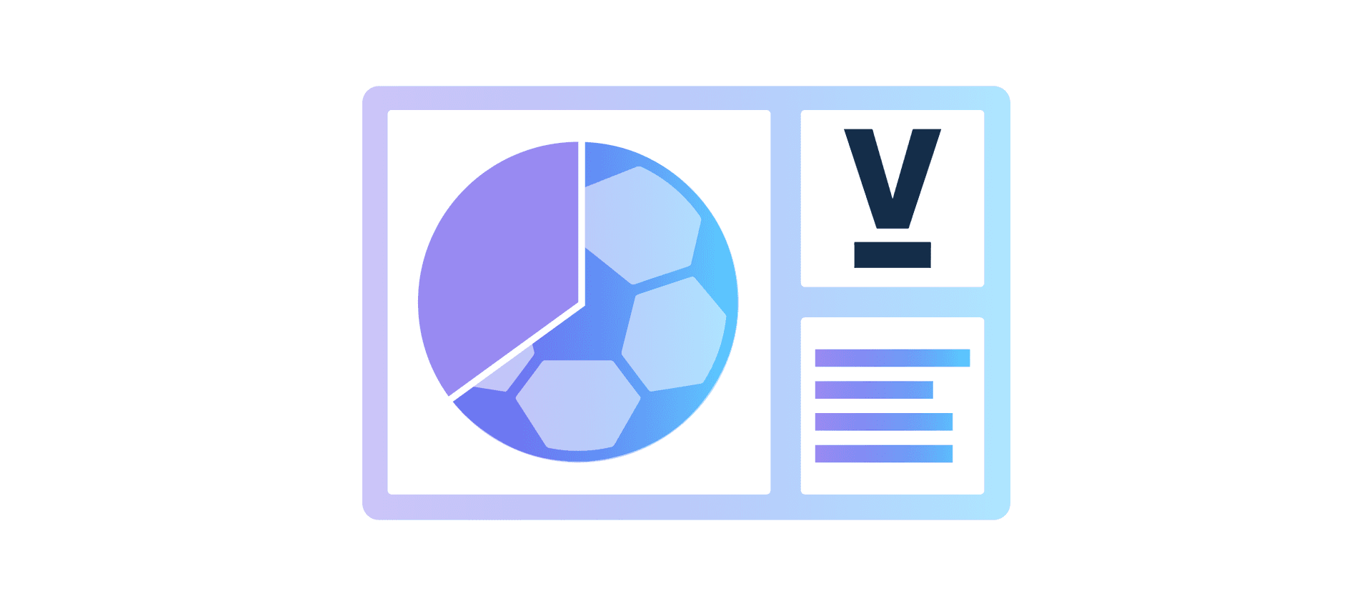 Illustration eines Reports mit einem Fußball als Kreisdiagramm und dem Sportfive Logo
