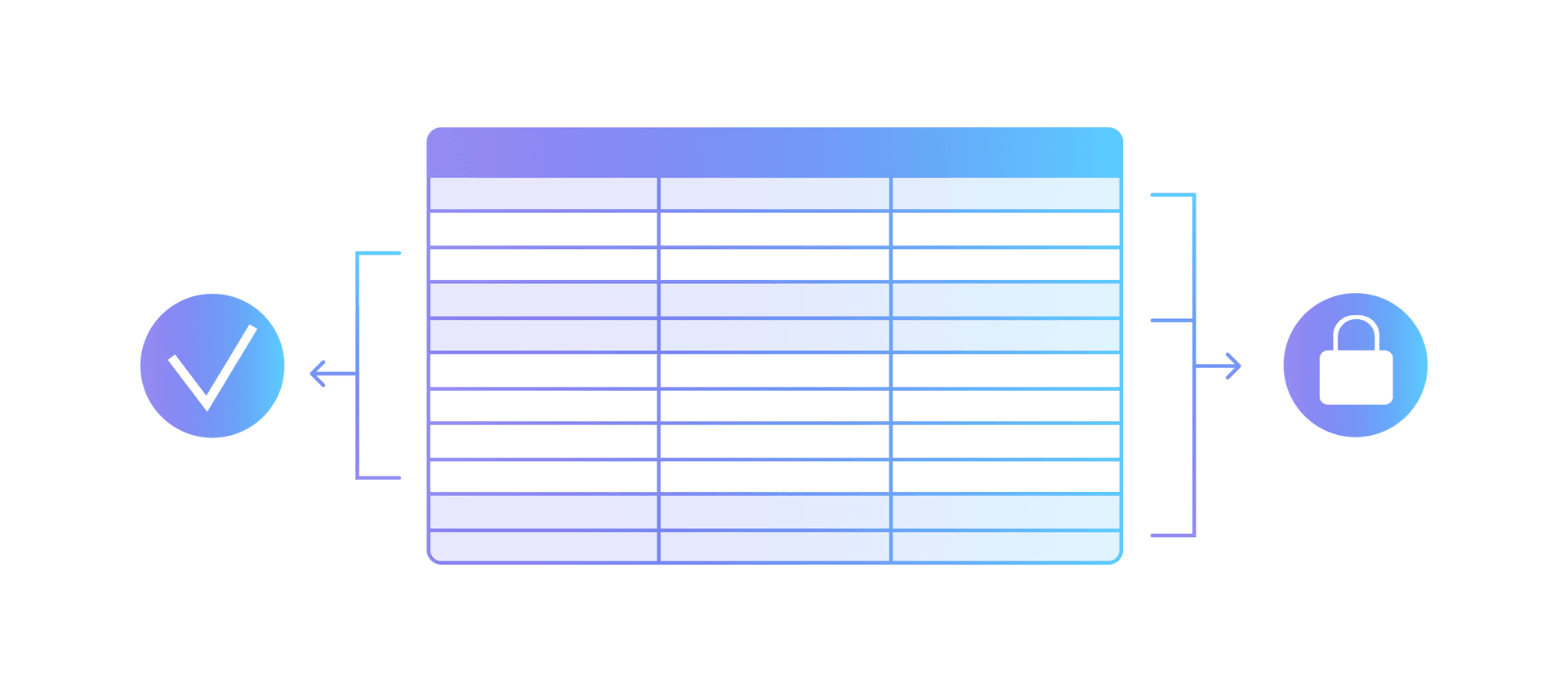 Tabelle mit Haken und Schloss